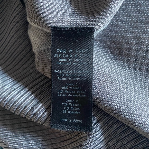 Rag & Bone wool silk blend v neck grey gray sweater size small trim detail - Picture 6 of 8